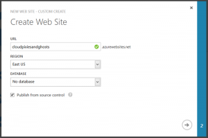 Create Azure Web Site - Step 1