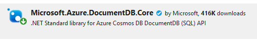 Add Microsoft.Azure.DocumentDB.Core package