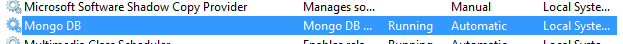 MongoDB running as a windows 8 service