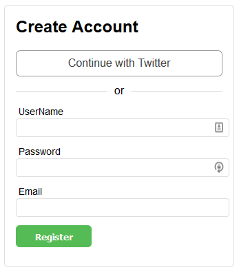 "Continue with Twitter" on Register Form